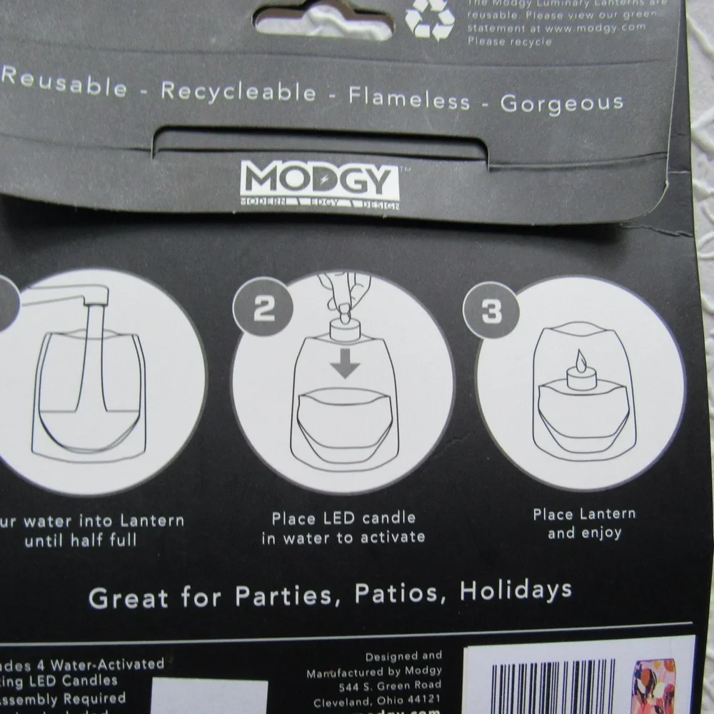 2 Modgy Luminaries Lanterns Floating LED Tealights Reuseable Audubon Hummingbird